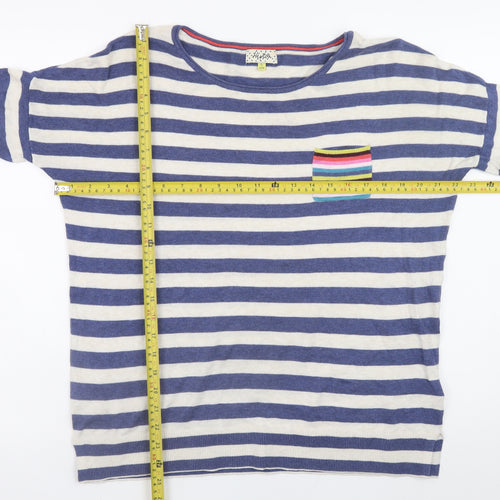 Heyton Womens Blue Striped Cotton Pullover Jumper Size 12