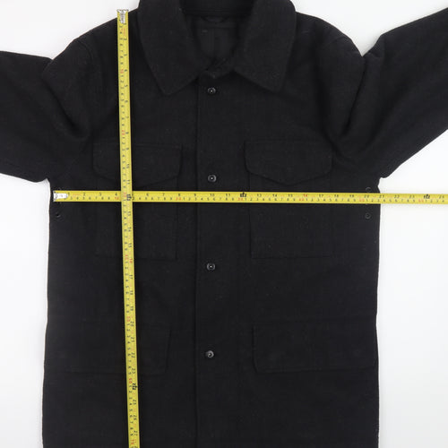 Cignal Men Black Wool Button Overcoat Jacket Medium Classic Style