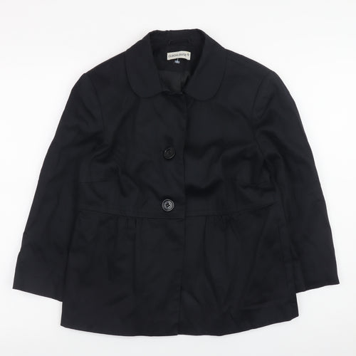 Clockhouse Women Black Cotton Blend Button Jacket Size 14