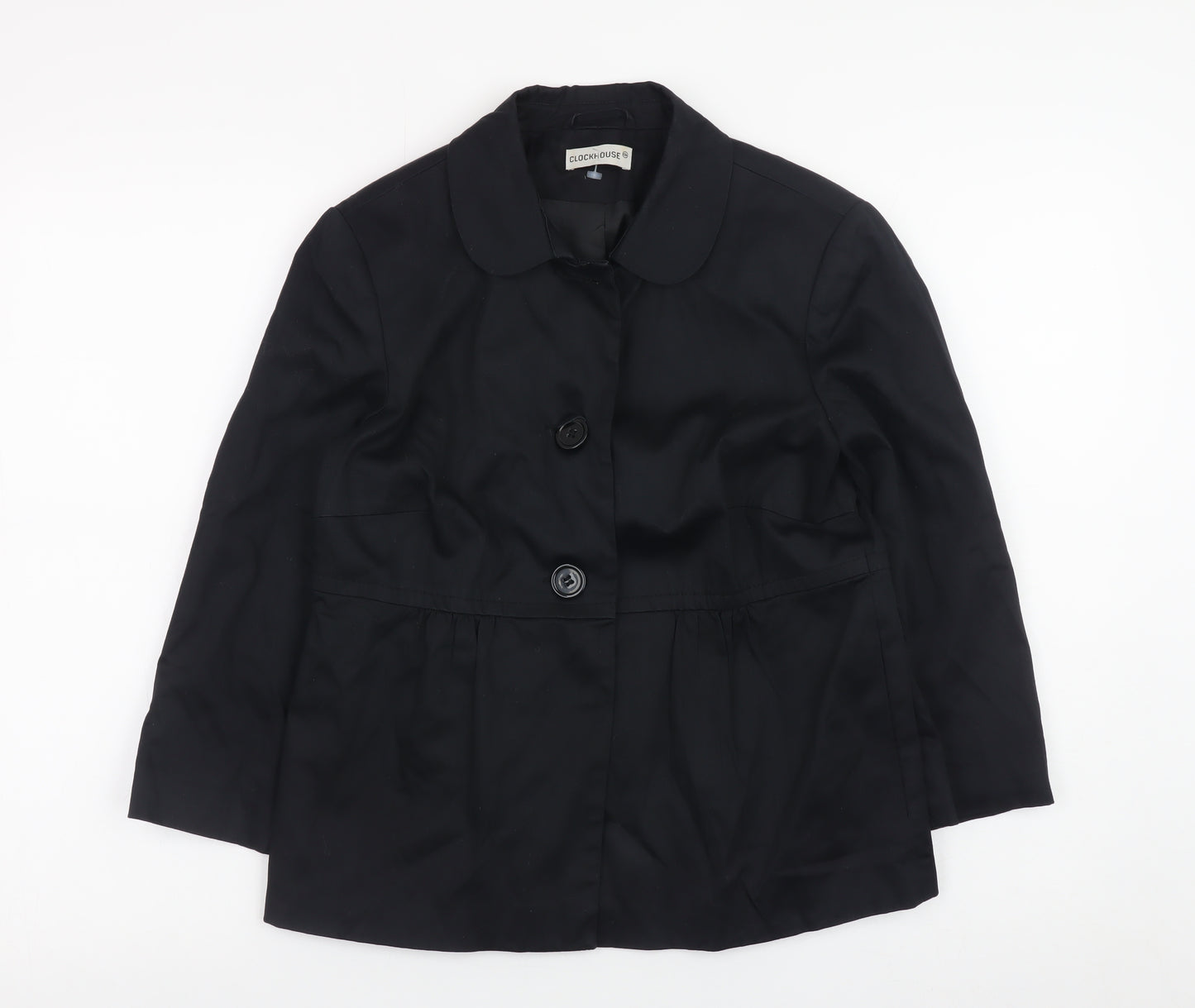 Clockhouse Women Black Cotton Blend Button Jacket Size 14