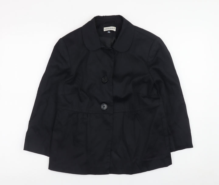 Clockhouse Women Black Cotton Blend Button Jacket Size 14