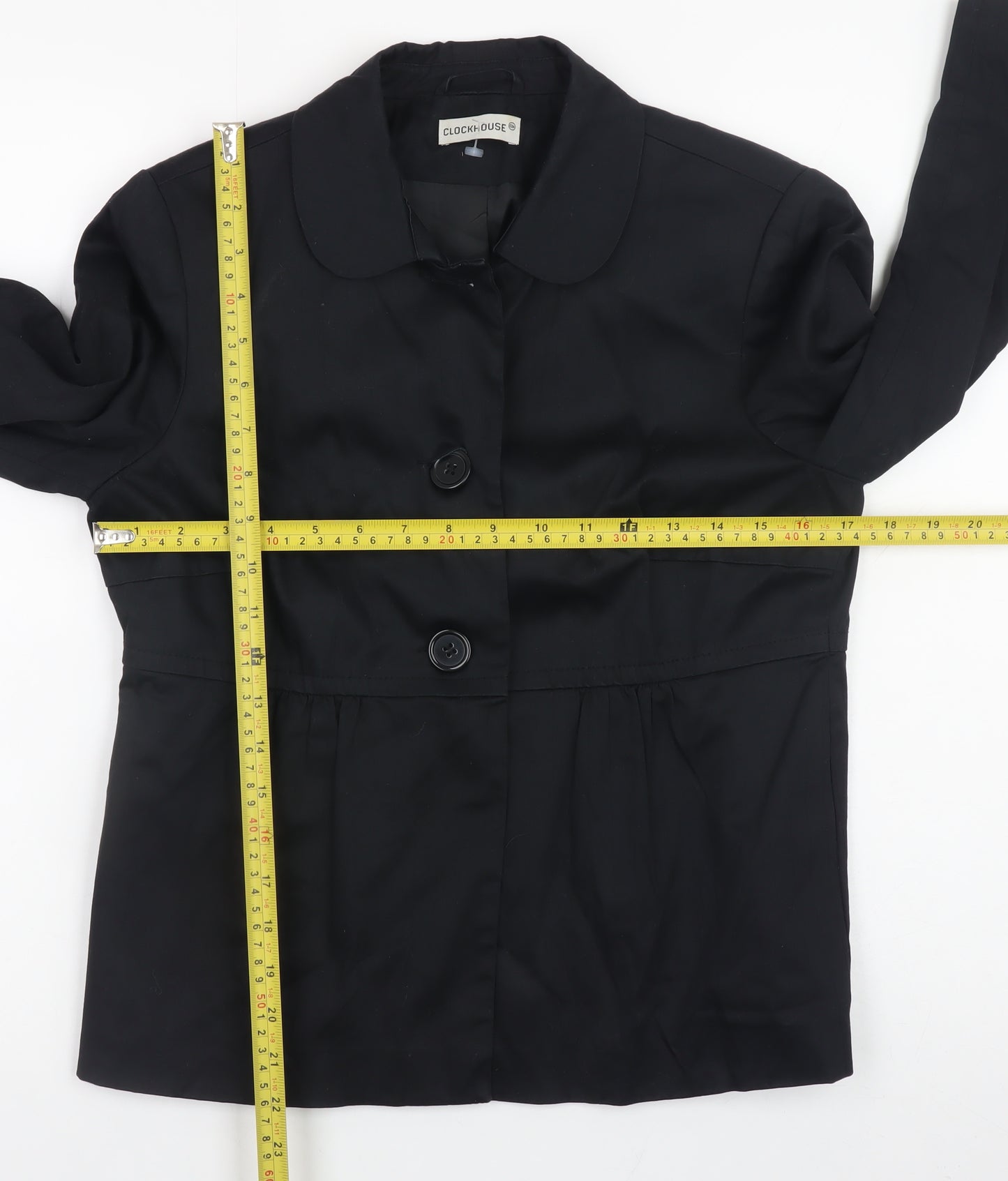 Clockhouse Women Black Cotton Blend Button Jacket Size 14