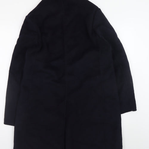 Mango Man Men's Black Wool Overcoat Size S Classic Lined Mid-Length