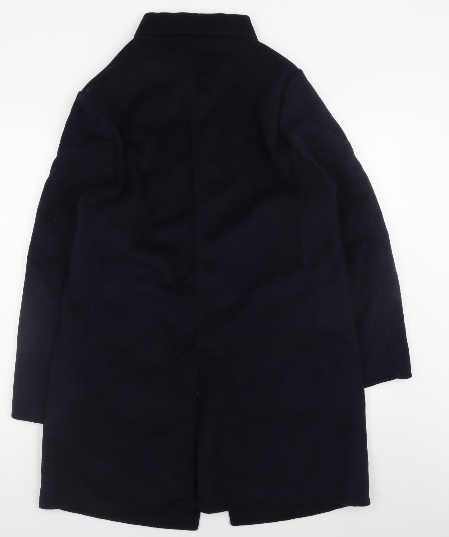 Mango Man Men's Black Wool Overcoat Size S Classic Lined Mid-Length