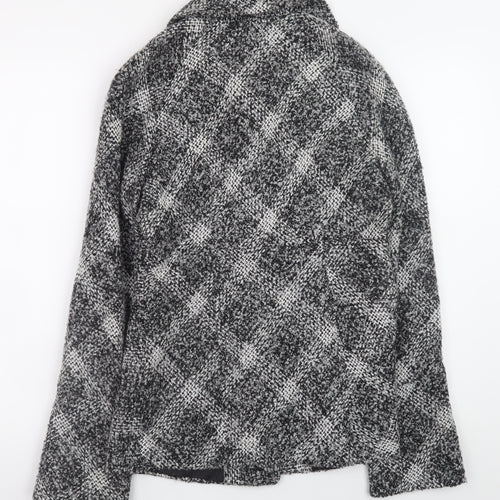Marks and Spencer Per Una Women's Grey Check Wool Blend Short Coat Size 8