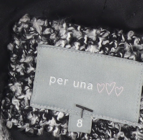 Marks and Spencer Per Una Women's Grey Check Wool Blend Short Coat Size 8