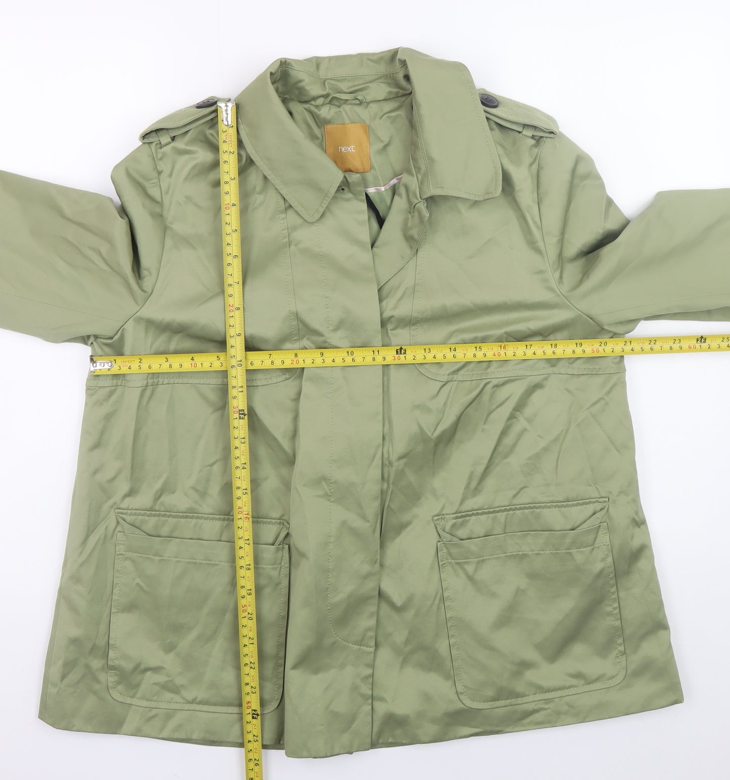 Next Women’s Green Size 14 Trench Jacket Mid-Length Classic