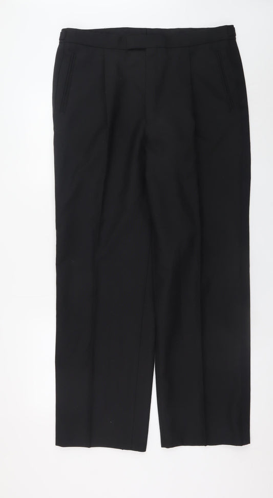 Skopes Men's Black 36S Wool Blend Formal Dress Pants