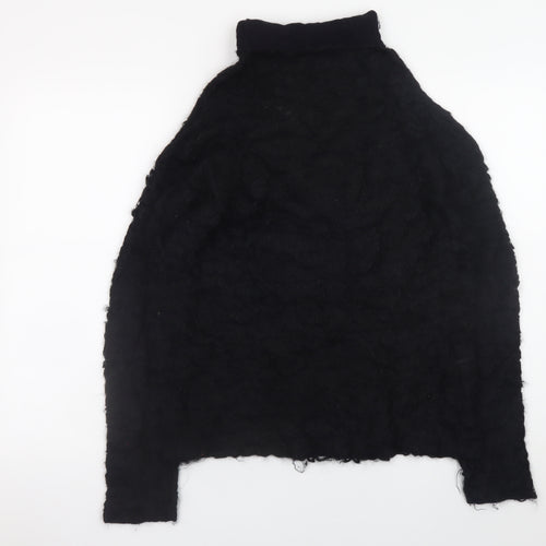 Nicole Farhi Women's Black Wool Mohair Roll Neck Jumper Size L