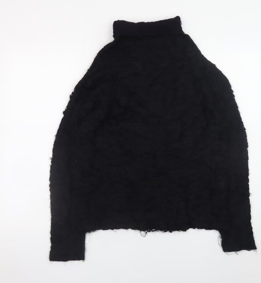 Nicole Farhi Women's Black Wool Mohair Roll Neck Jumper Size L