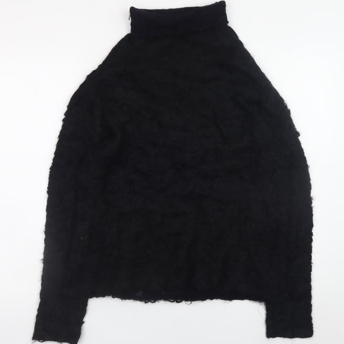 Nicole Farhi Women's Black Wool Mohair Roll Neck Jumper Size L