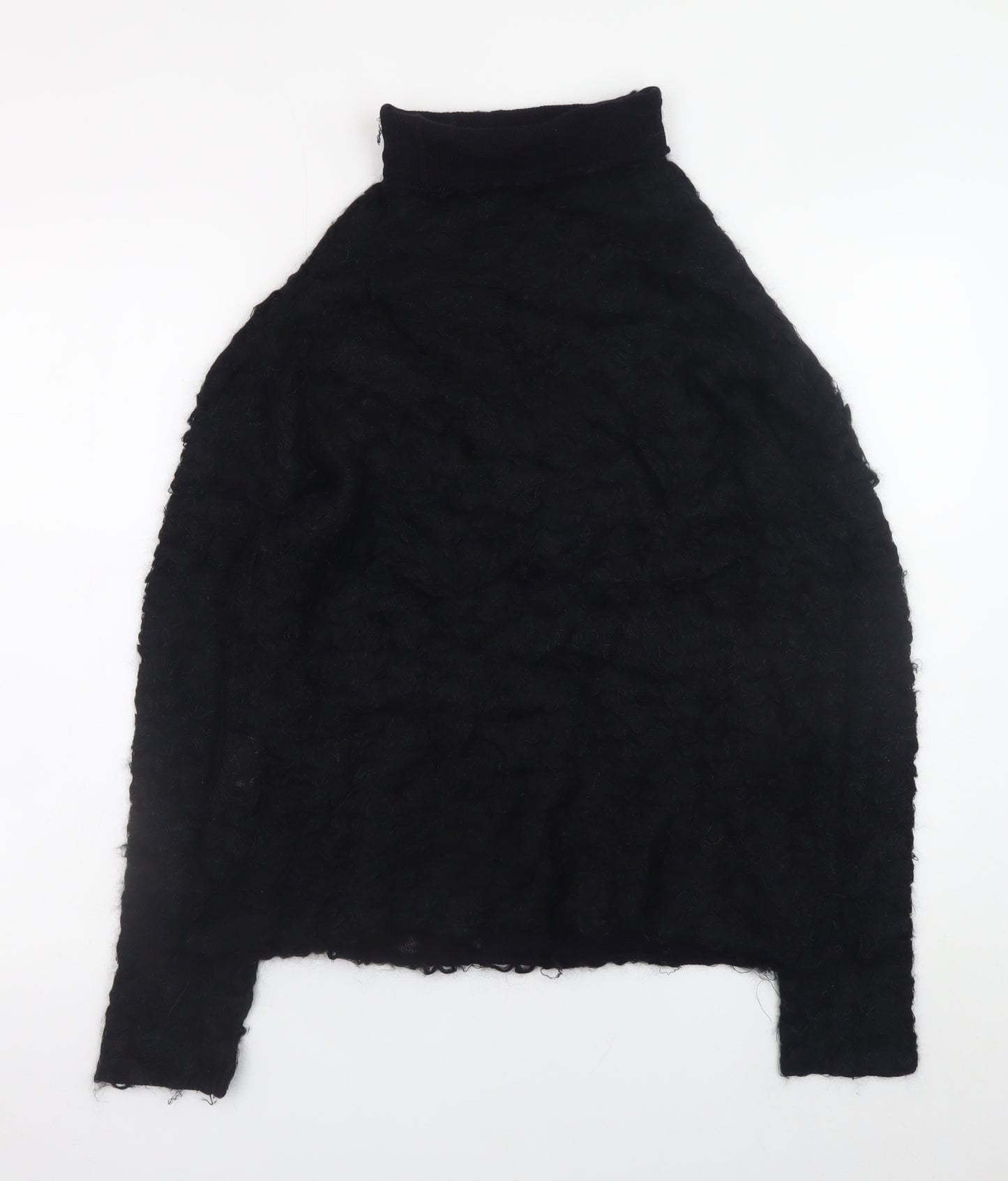 Nicole Farhi Women's Black Wool Mohair Roll Neck Jumper Size L