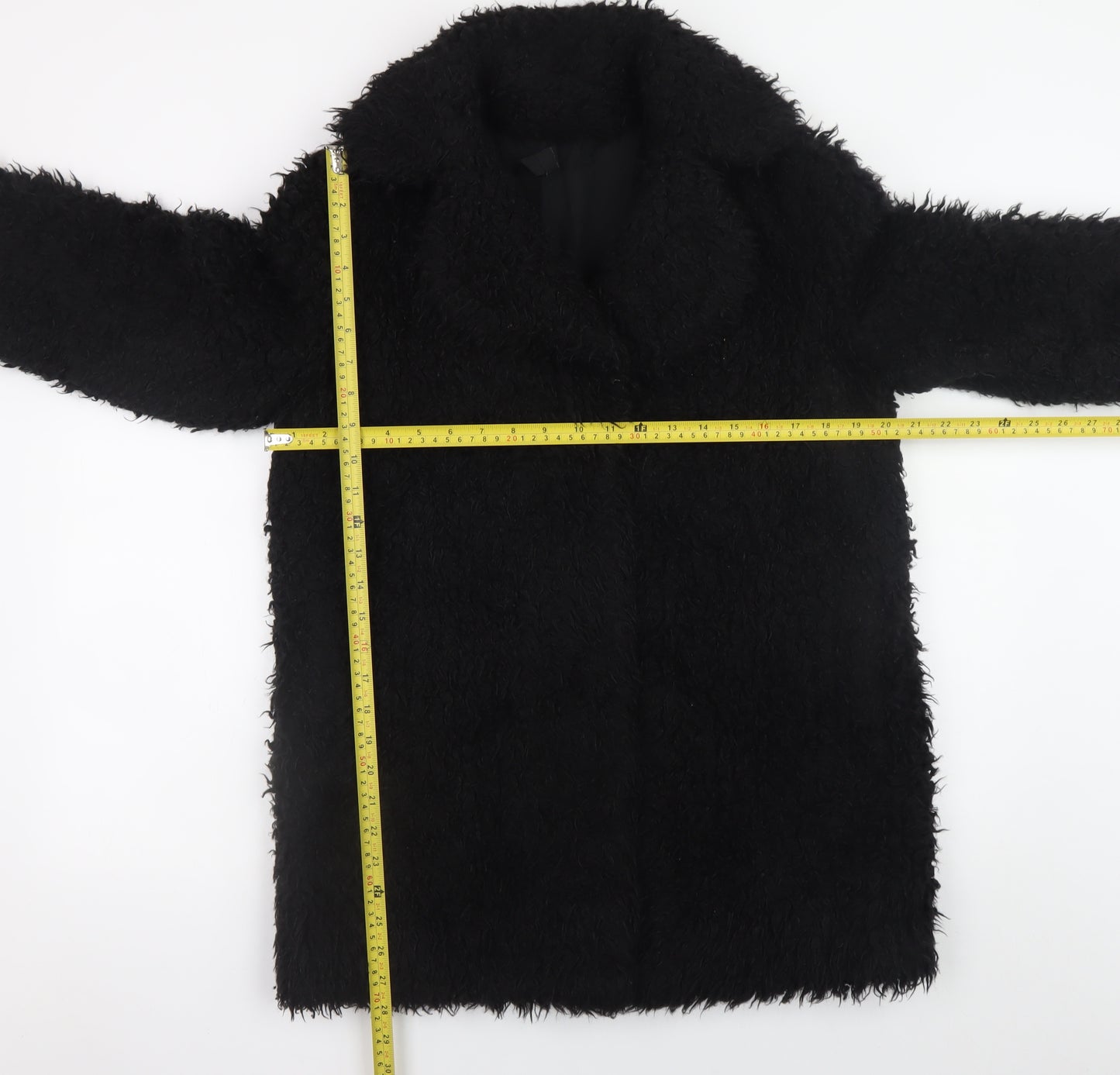 Topshop Women’s Black Faux Fur Long Overcoat Size 12
