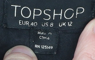 Topshop Women’s Black Faux Fur Long Overcoat Size 12
