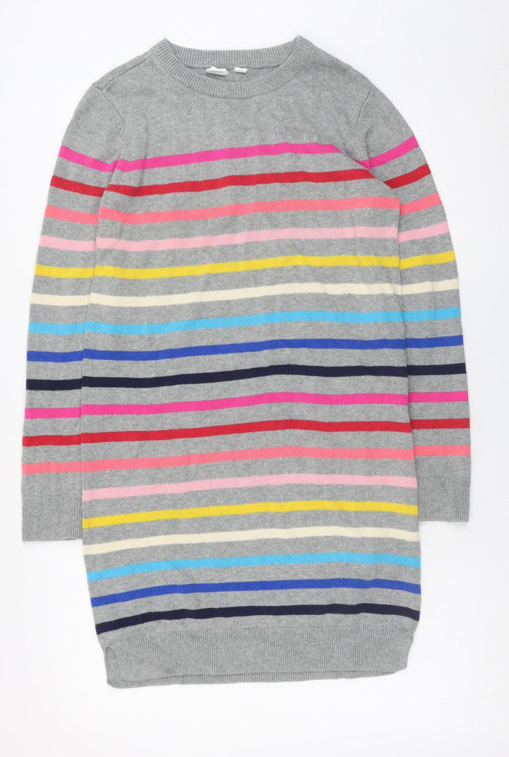 GAP Kids Girls Grey Striped Knit Sweater Dress XXL Long Sleeve Cotton Blend