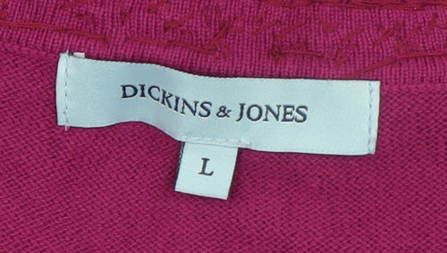 Dickins & Jones Women’s Purple Beaded Floral Cardigan L Cotton Cashmere