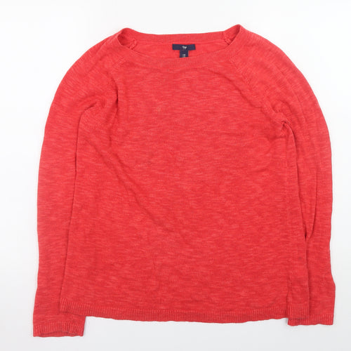 Gap Men Red Cotton Crew Neck Pullover Jumper Size M