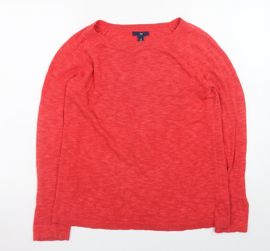 Gap Men Red Cotton Crew Neck Pullover Jumper Size M