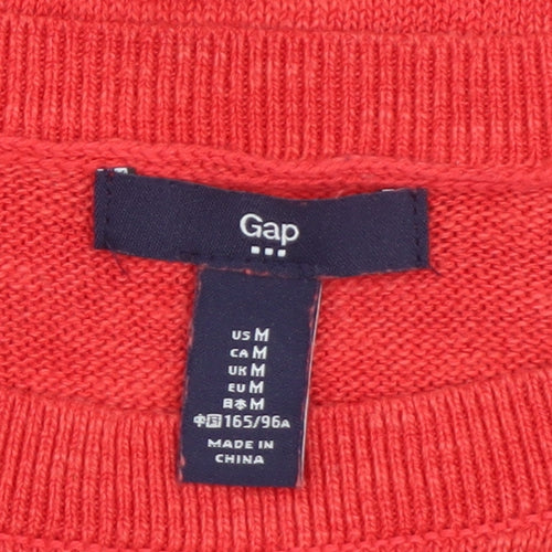 Gap Men Red Cotton Crew Neck Pullover Jumper Size M