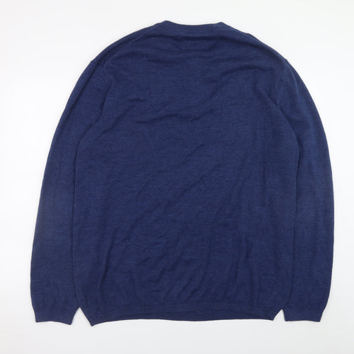 Joules Mens Blue XL Henley Wool Jumper Classic Knitwear