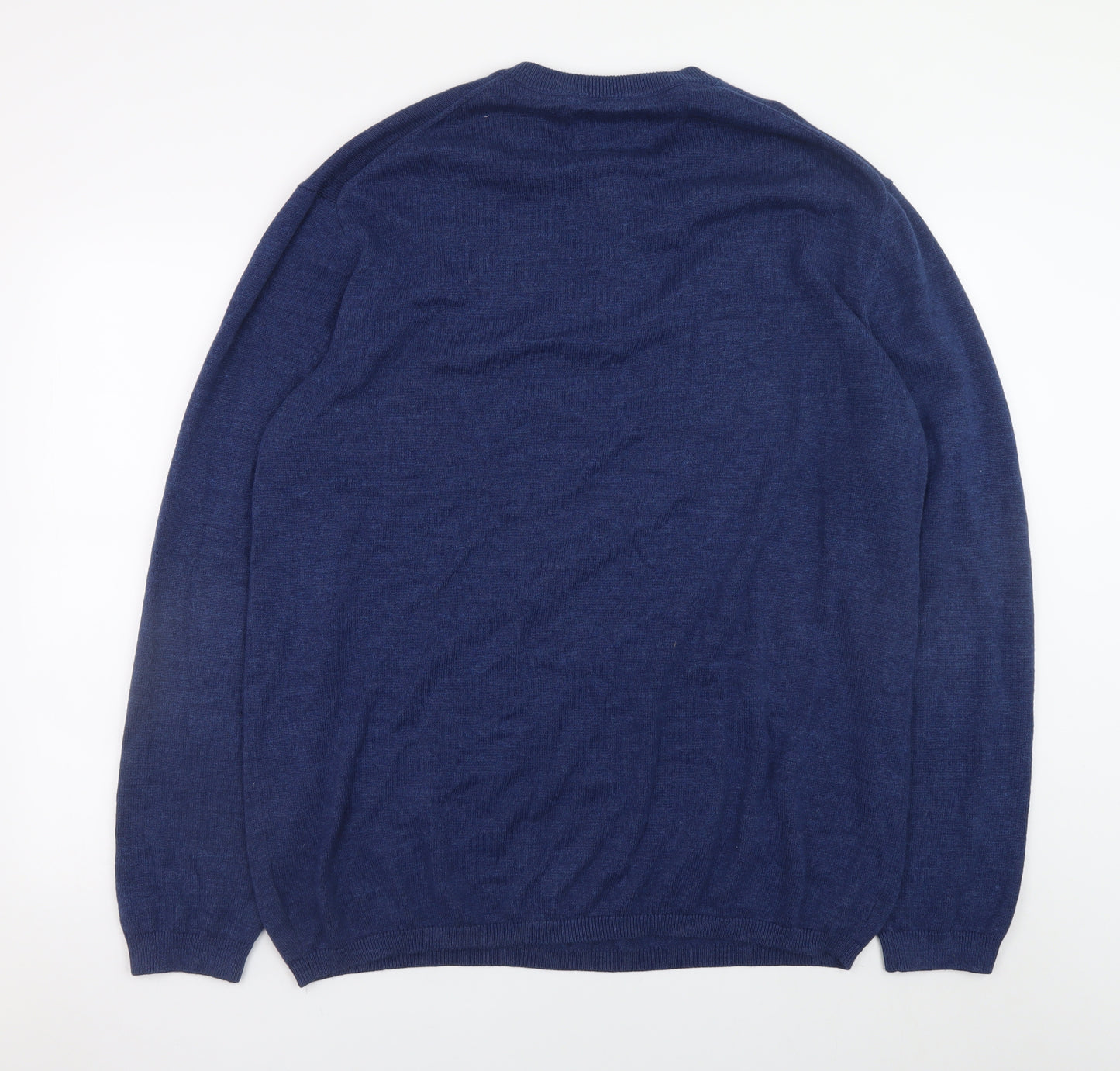 Joules Mens Blue XL Henley Wool Jumper Classic Knitwear