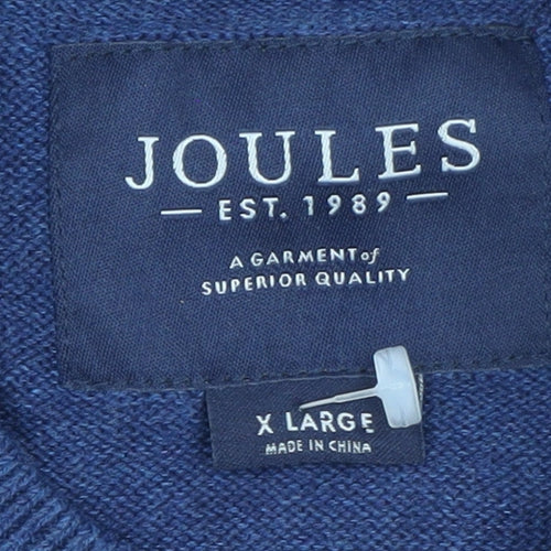 Joules Mens Blue XL Henley Wool Jumper Classic Knitwear