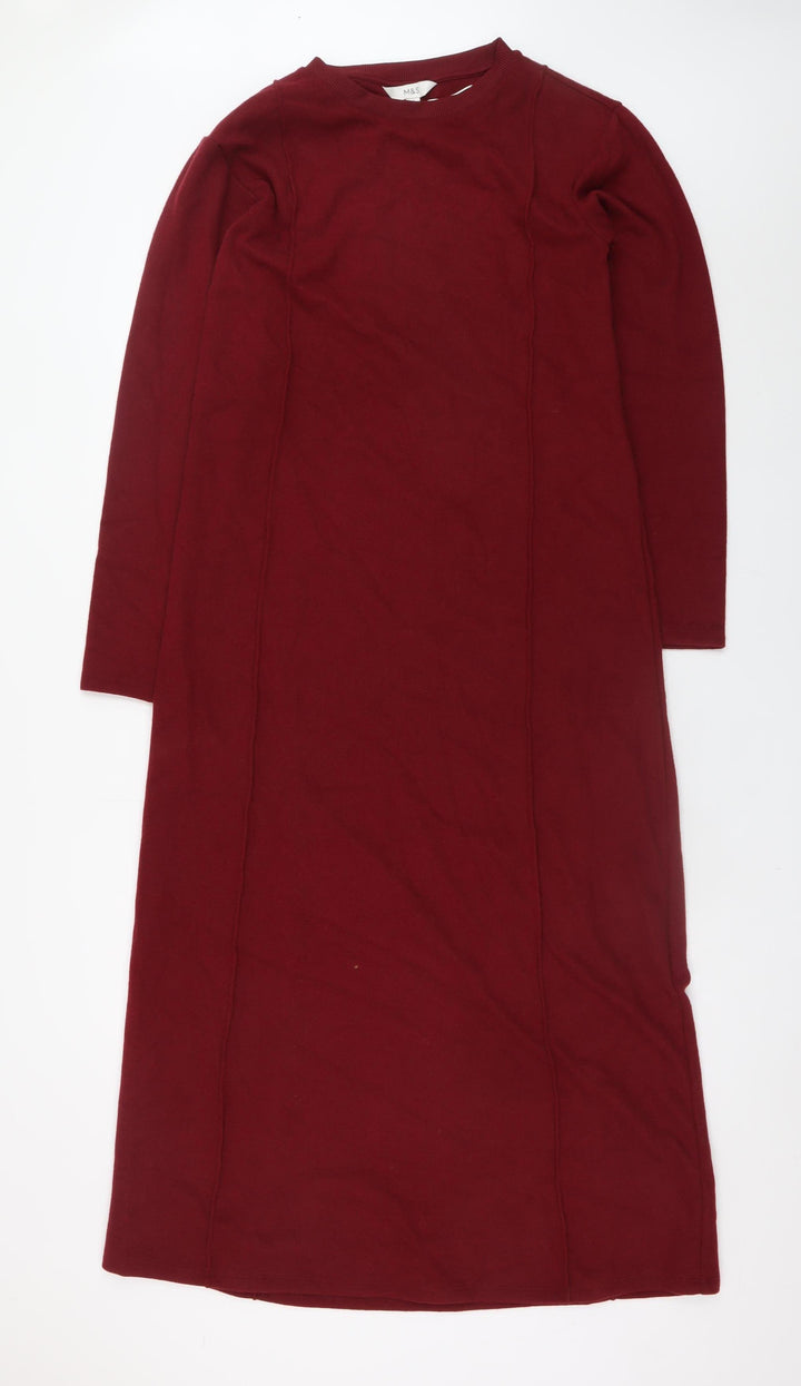 Marks and Spencer Women Red Tall Size 10 Shift Midi Dress