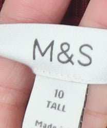 Marks and Spencer Women Red Tall Size 10 Shift Midi Dress