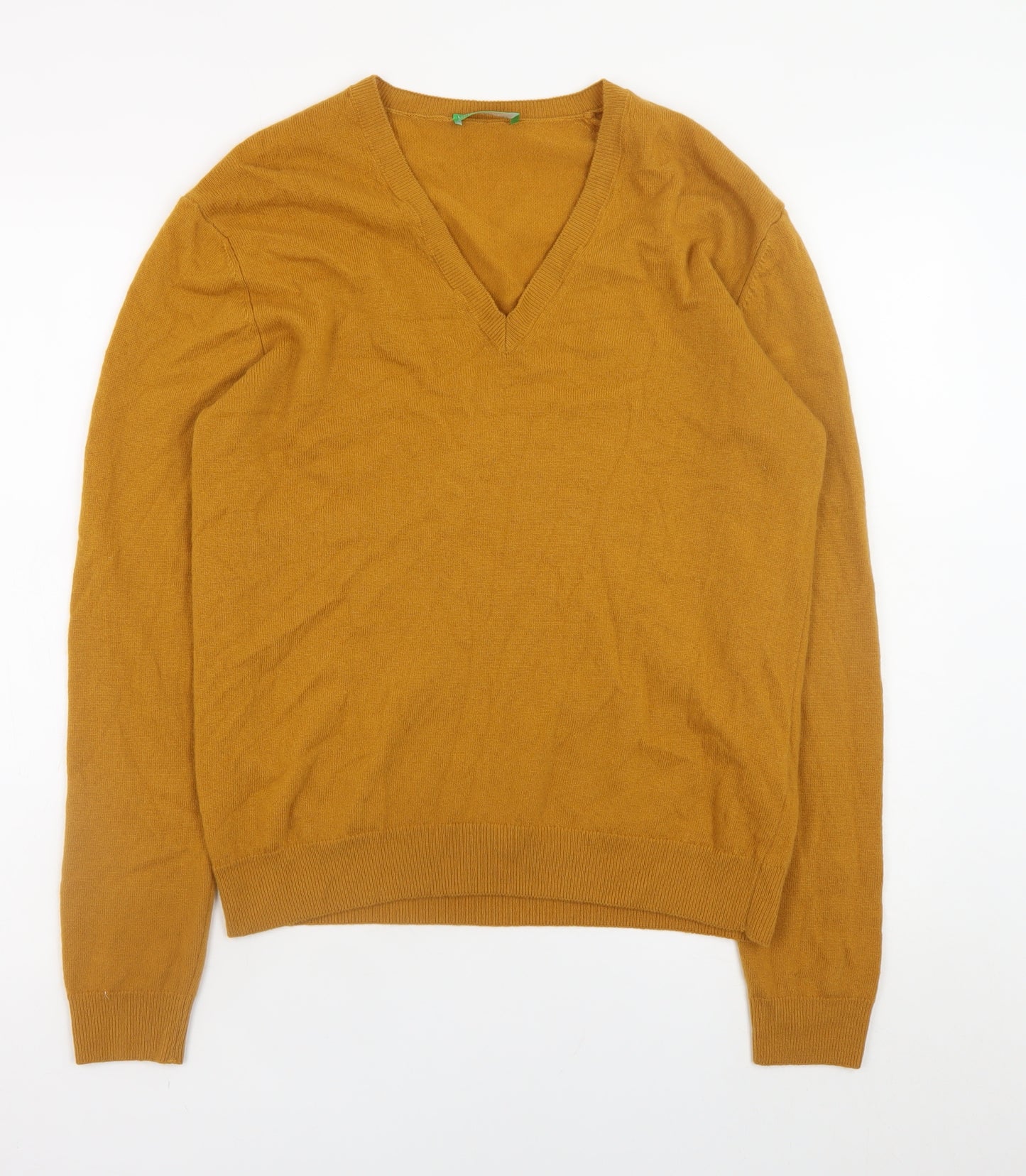 United Colors of Benetton Men’s Brown Wool V-Neck Jumper L