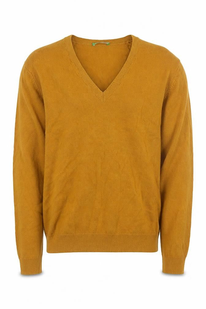 United Colors of Benetton Men’s Brown Wool V-Neck Jumper L