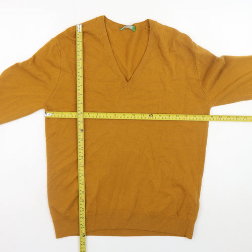 United Colors of Benetton Men’s Brown Wool V-Neck Jumper L