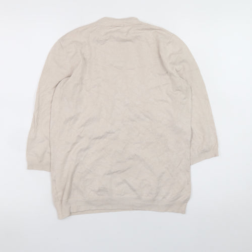 Warehouse Women Beige High Neck Ruffle Knit Jumper Size M