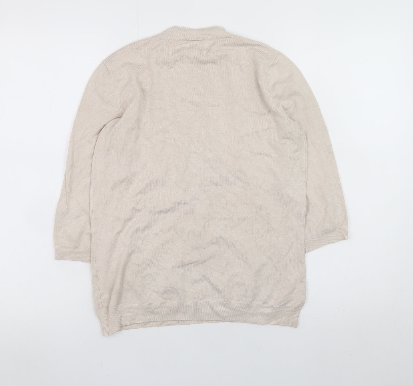 Warehouse Women Beige High Neck Ruffle Knit Jumper Size M