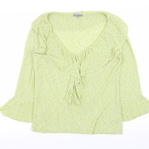 Marks and Spencer Per Una Green Knit Ruffle Jumper Women’s Size 12