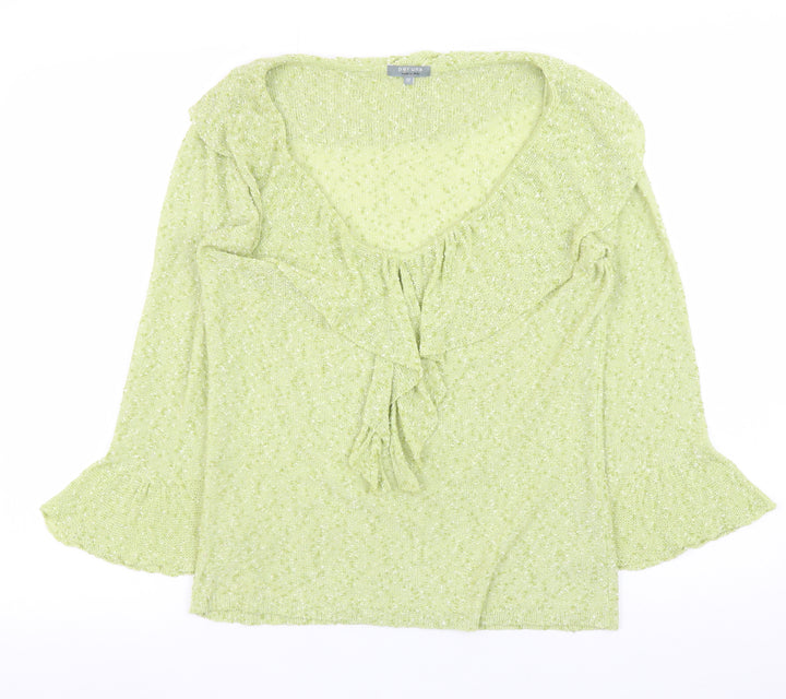 Marks and Spencer Per Una Green Knit Ruffle Jumper Women’s Size 12