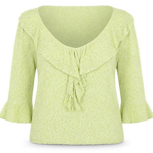 Marks and Spencer Per Una Green Knit Ruffle Jumper Women’s Size 12