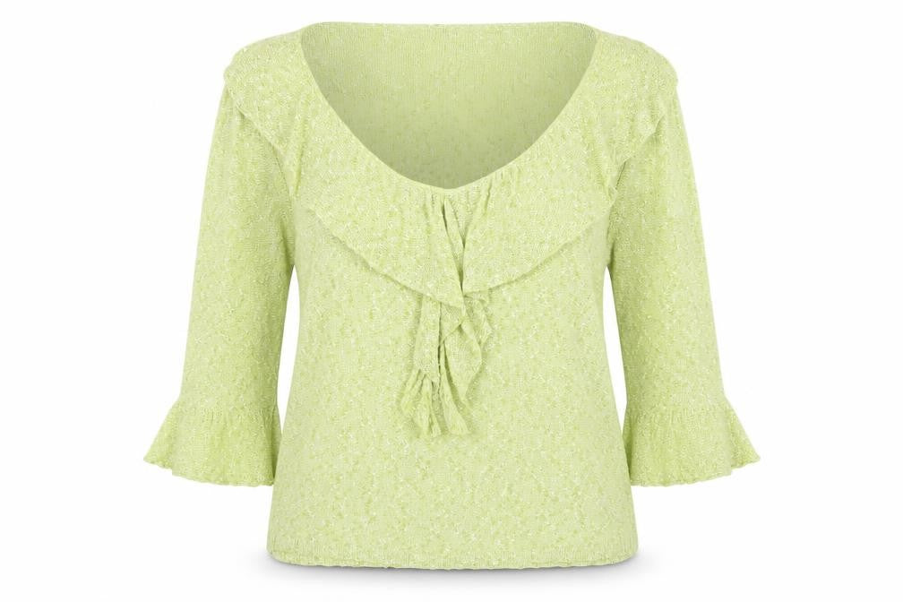 Marks and Spencer Per Una Green Knit Ruffle Jumper Women’s Size 12