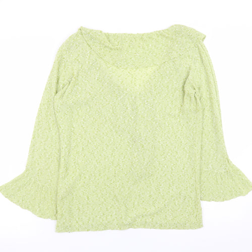 Marks and Spencer Per Una Green Knit Ruffle Jumper Women’s Size 12