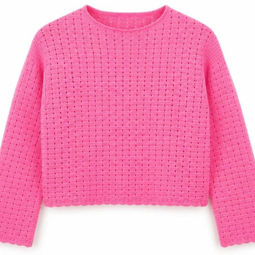 Marks and Spencer Women’s Pink Open-Knit Cotton Blend Jumper Size L
