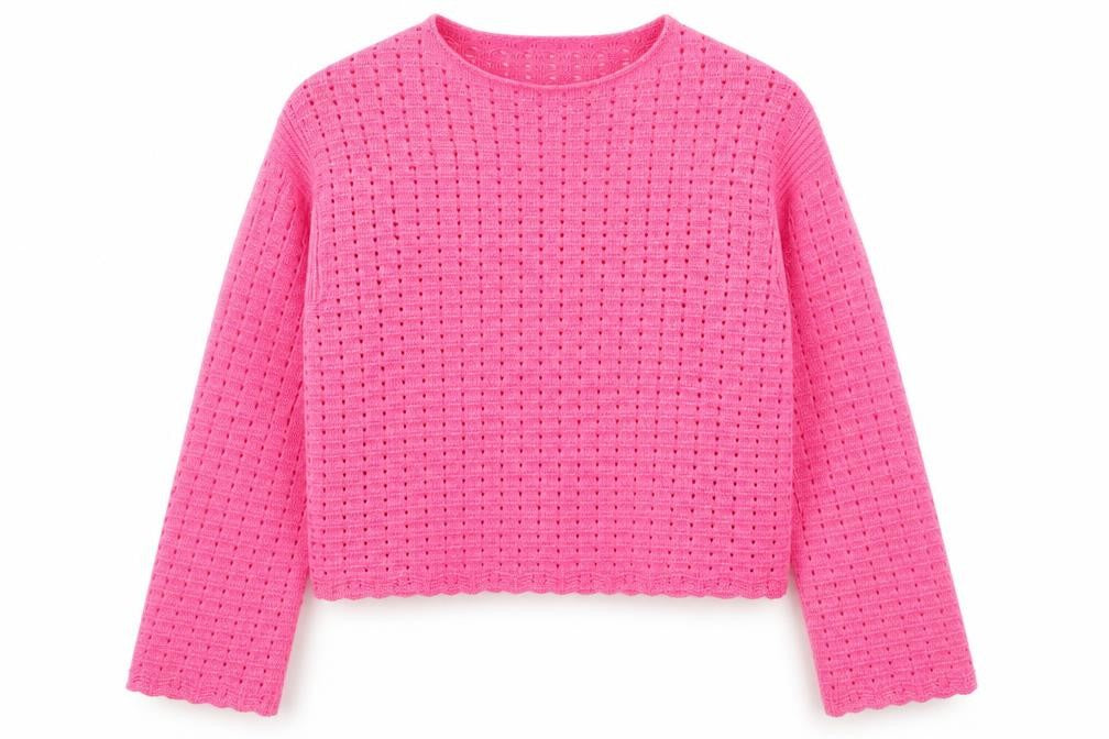 Marks and Spencer Women’s Pink Open-Knit Cotton Blend Jumper Size L
