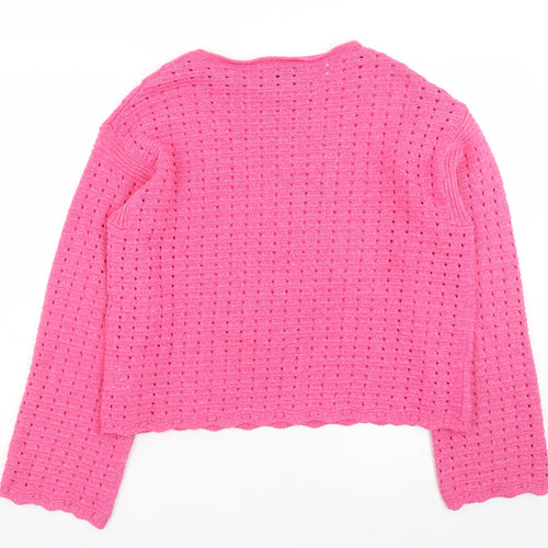 Marks and Spencer Women’s Pink Open-Knit Cotton Blend Jumper Size L