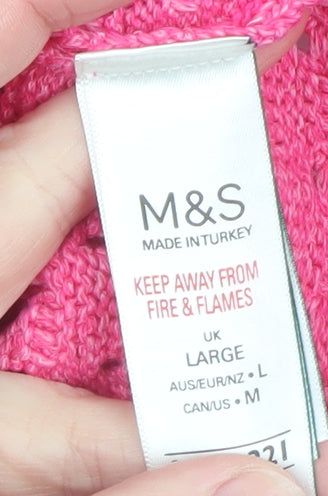 Marks and Spencer Women’s Pink Open-Knit Cotton Blend Jumper Size L