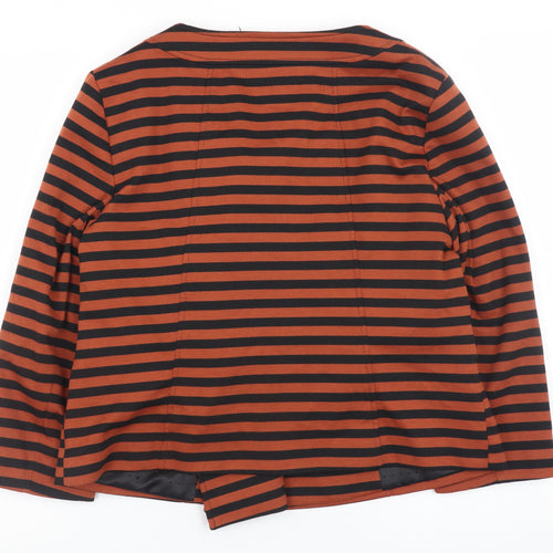 M&Co Women’s Orange Black Striped Short Pea Jacket Size 14