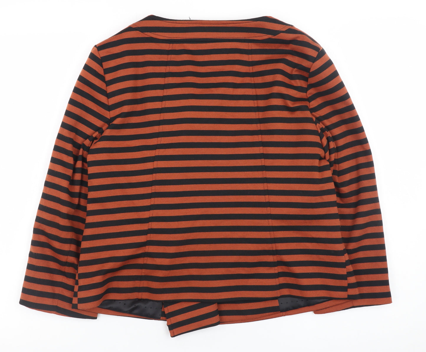 M&Co Women’s Orange Black Striped Short Pea Jacket Size 14