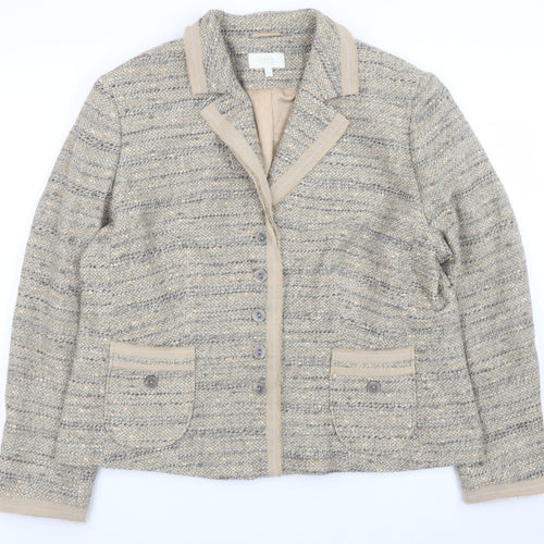 Marks and Spencer Women Beige Tweed Cardigan Jacket UK 20 Classic Fit