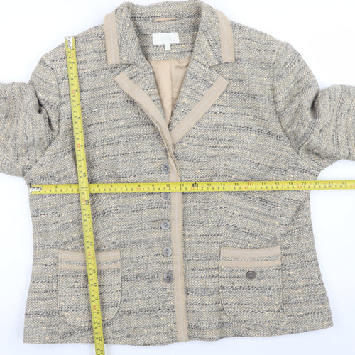 Marks and Spencer Women Beige Tweed Cardigan Jacket UK 20 Classic Fit