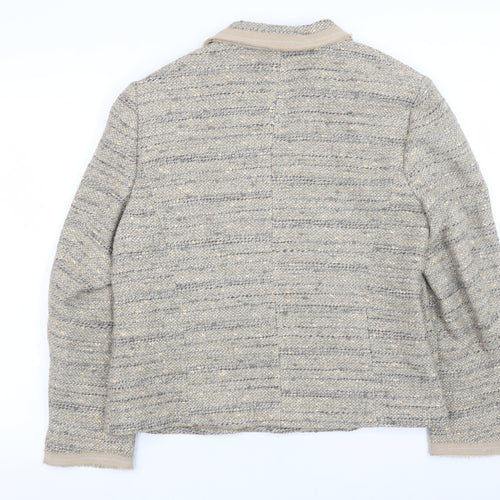 Marks and Spencer Women Beige Tweed Cardigan Jacket UK 20 Classic Fit