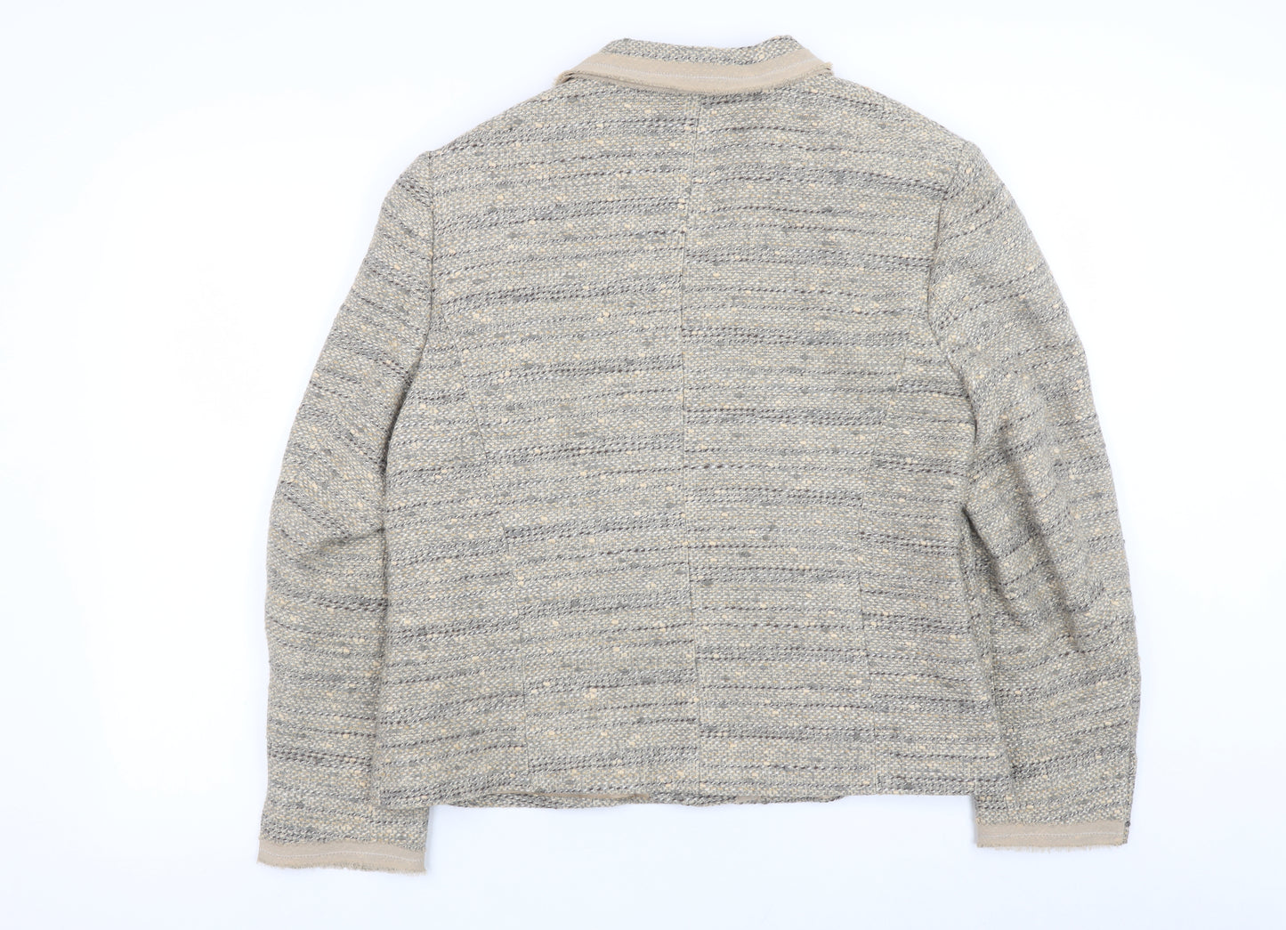 Marks and Spencer Women Beige Tweed Cardigan Jacket UK 20 Classic Fit