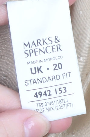 Marks and Spencer Women Beige Tweed Cardigan Jacket UK 20 Classic Fit