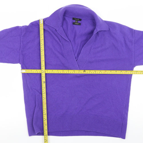 Massimo Dutti Womens Purple Collared Pullover Jumper XS